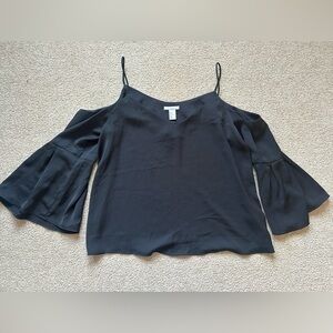 H&M Black Cold-Shoulder Spaghetti Strap Camisole